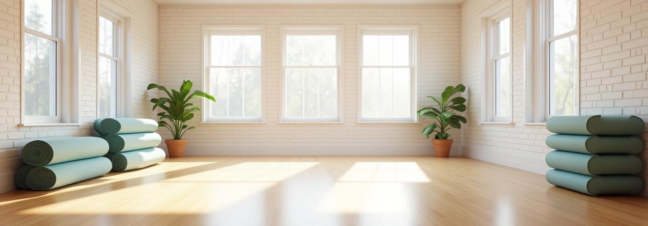 Peaceful yoga studio interior in Brooklyn